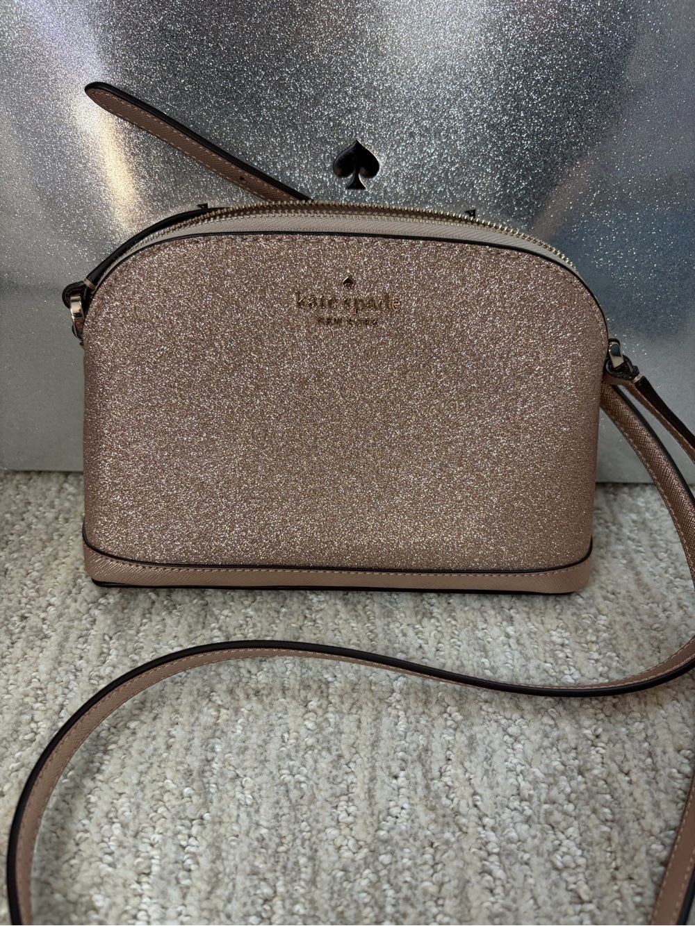 kate spade rose gold glitter dome crossbody